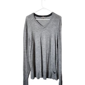 SMARTWOOL thin knit vneck sweater in grey size‎ XL